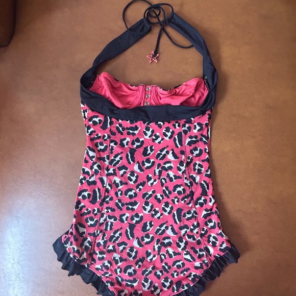 Marc By Marc Jacobs Pink and Black Leopard One Piece Swimsuit - Picture 5 of 7